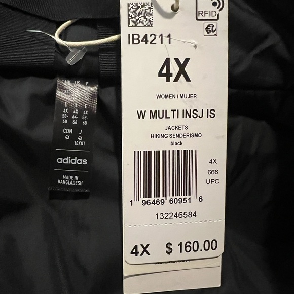 ADIDAS TERREX BLACK SYNTHETIC INSULATED PACKABLE LIGHT WEIGHT JACKET SIZE 4X - Picture 16 of 16